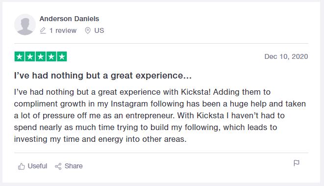 Kicksta review by Anderson