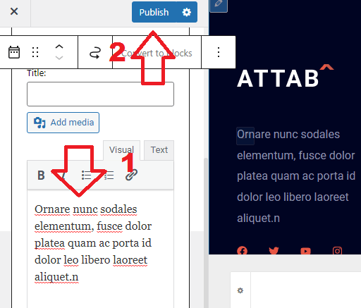 Footer section creation and editing in web design leasson