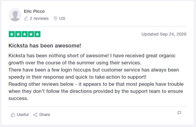Kicksta review by Eric Picco